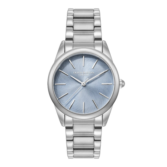 Olivia Burton Classic 34mm Glowful Sky Blue & Silver Bracelet Watch