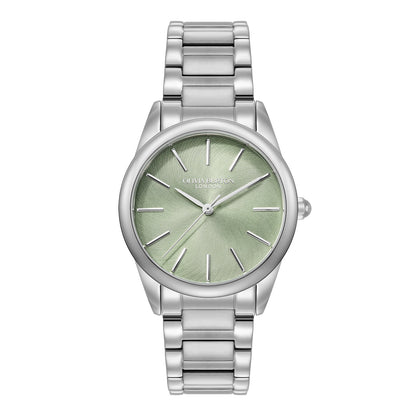 Olivia Burton Classic 34mm Glowful Mint Green & Silver Bracelet Watch