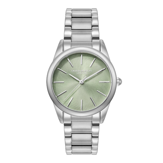 Olivia Burton Classic 34mm Glowful Mint Green & Silver Bracelet Watch