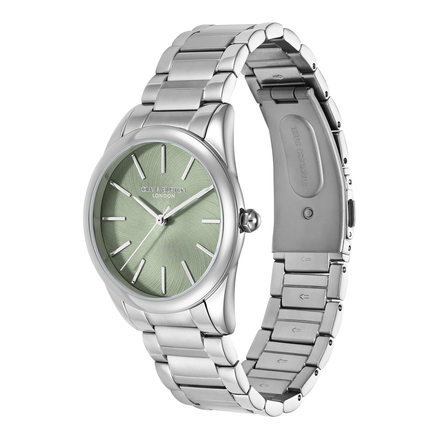 Olivia Burton Classic 34mm Glowful Mint Green & Silver Bracelet Watch