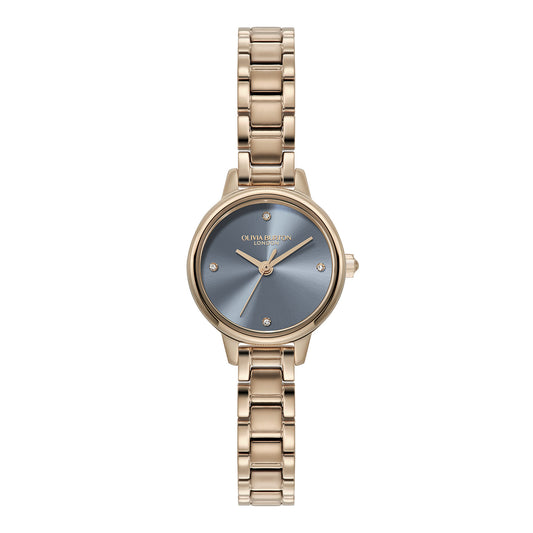 Olivia Burton Classic 23mm Mini Chalk Blue & Rose Gold Bracelet Watch