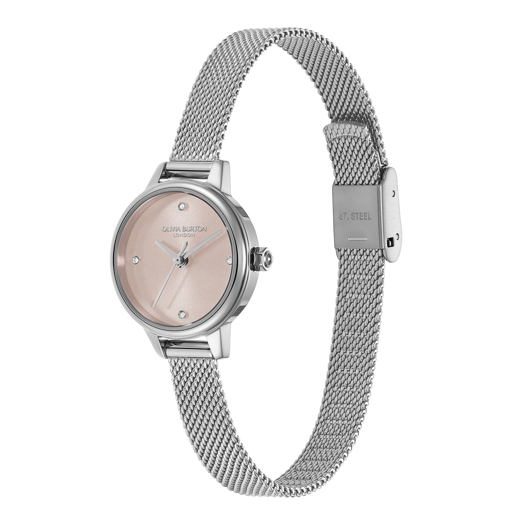 Olivia Burton Classic 23mm Mini Primrose & Silver Mesh Watch