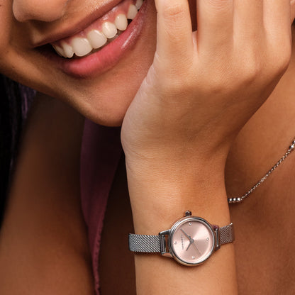 Olivia Burton Classic 23mm Mini Primrose & Silver Mesh Watch