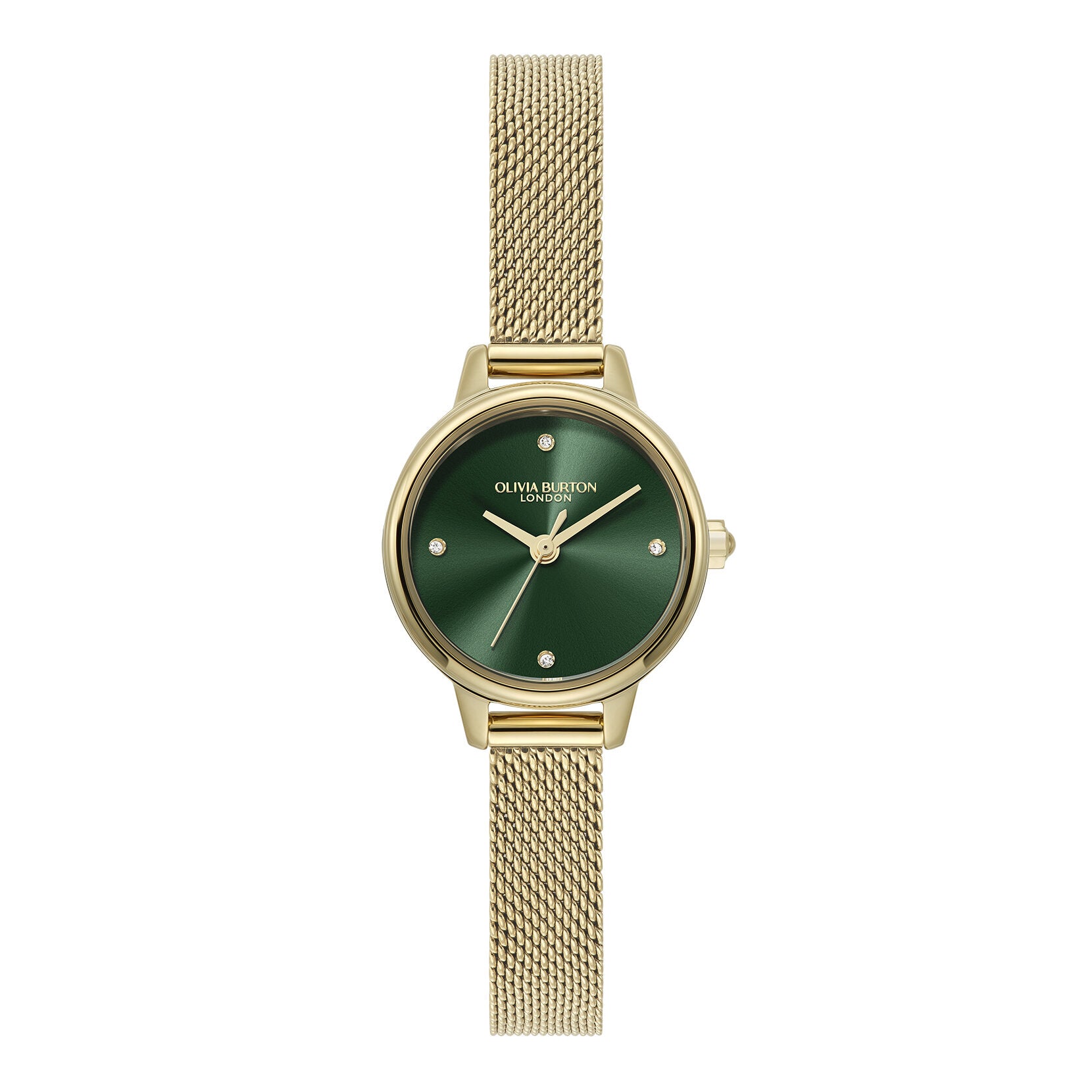 Olivia Burton Classic 23mm Mini Forest Green & Gold Mesh Watch