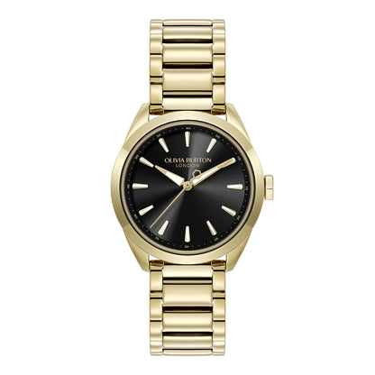 Olivia Burton Sports Luxe 34mm Geo Black & Gold Bracelet Watch