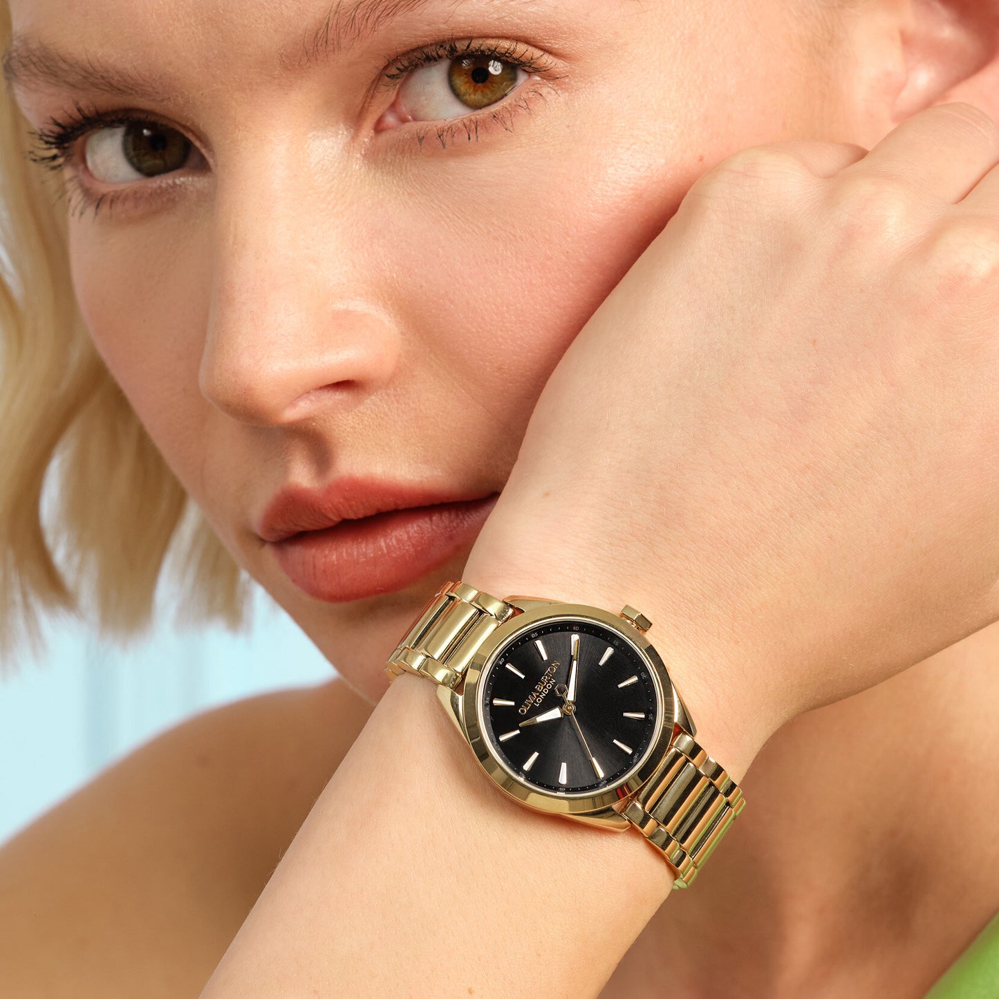 Olivia Burton Sports Luxe 34mm Geo Black & Gold Bracelet Watch