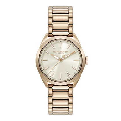 Olivia Burton Sports Luxe 34mm Geo Ivory & Rose Gold Bracelet Watch