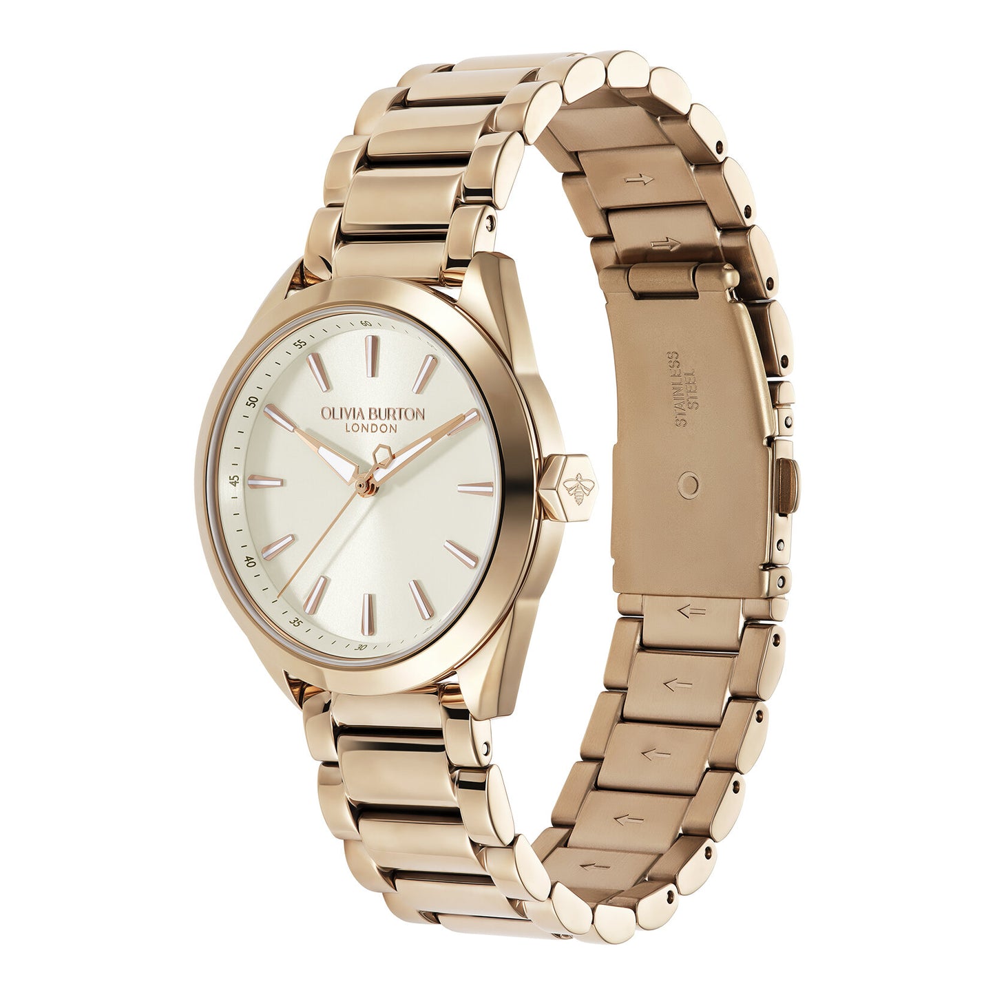 Olivia Burton Sports Luxe 34mm Geo Ivory & Rose Gold Bracelet Watch