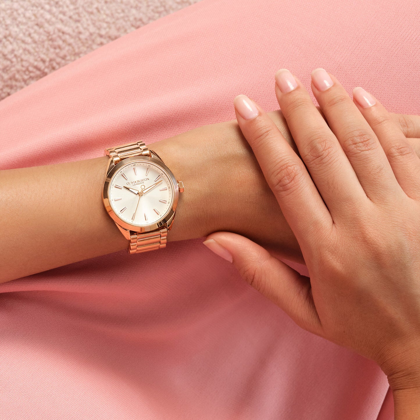 Olivia Burton Sports Luxe 34mm Geo Ivory & Rose Gold Bracelet Watch