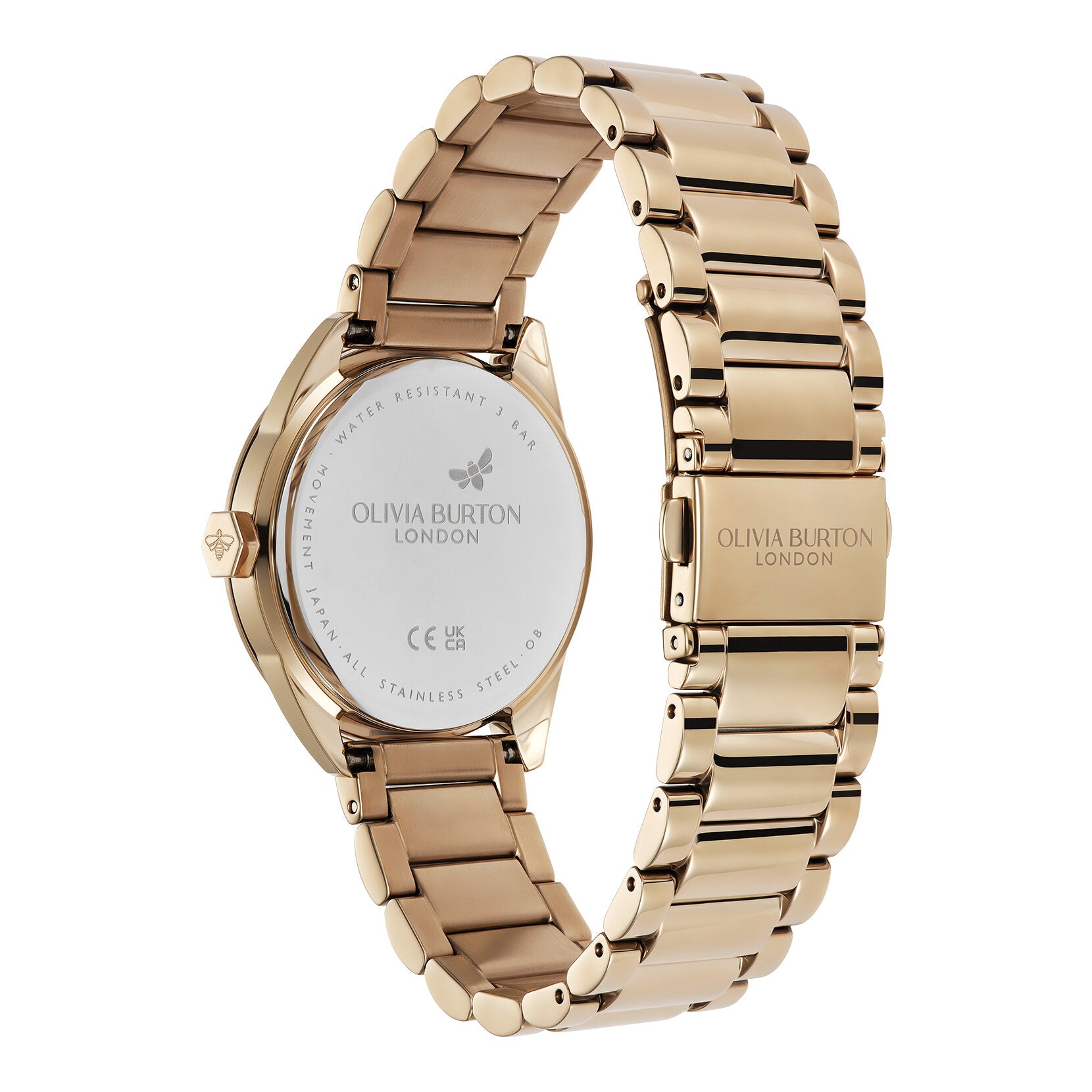 Olivia Burton Sports Luxe 34mm Geo Ivory & Rose Gold Bracelet Watch