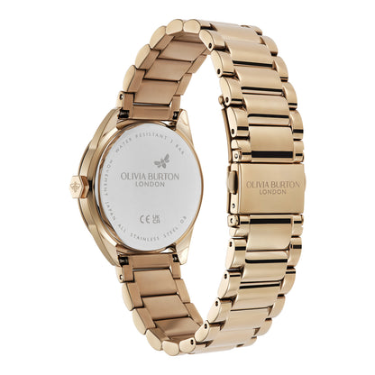 Olivia Burton Sports Luxe 34mm Geo Ivory & Rose Gold Bracelet Watch