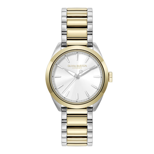 Olivia Burton Sports Luxe 34mm Geo White & Two Tone Bracelet Watch