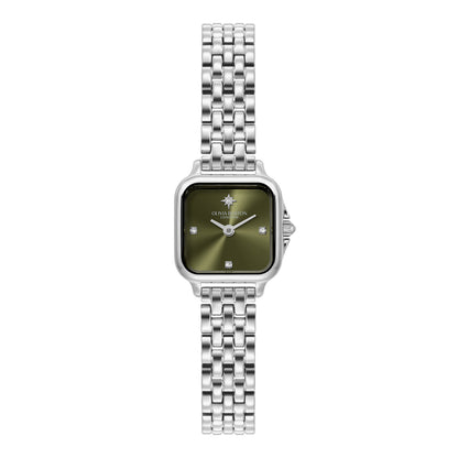 Olivia Burton Classic 20mm Mini Grosvenor Sage Green & Silver Bracelet Watch