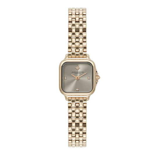 Olivia Burton Classic 20mm Mini Grosvenor Earl Grey & Rose Gold Bracelet Watch