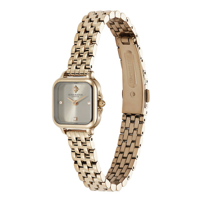 Olivia Burton Classic 20mm Mini Grosvenor Earl Grey & Rose Gold Bracelet Watch
