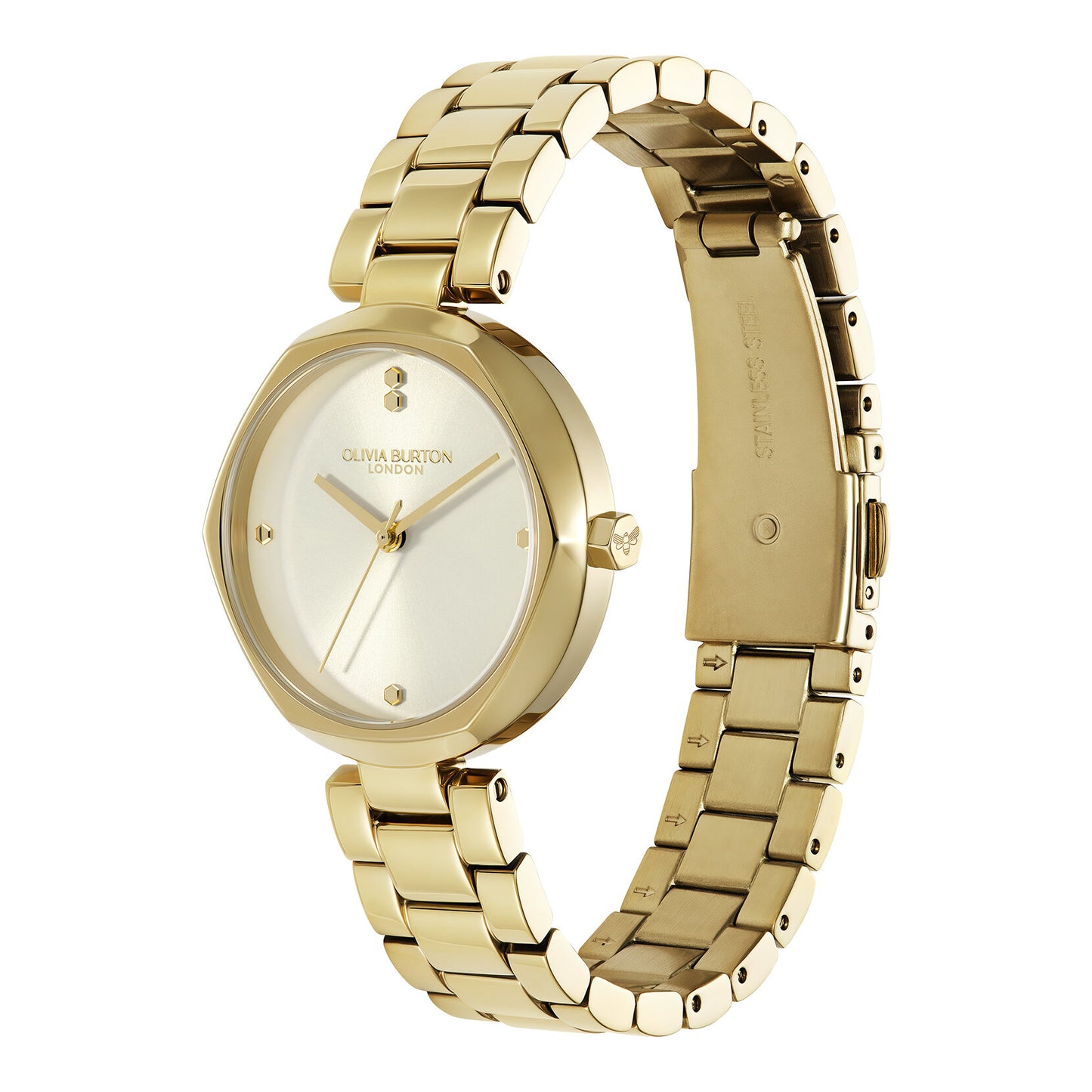 Olivia Burton Classic 32mm Dimension T-Bar Ivory & Gold Bracelet Watch