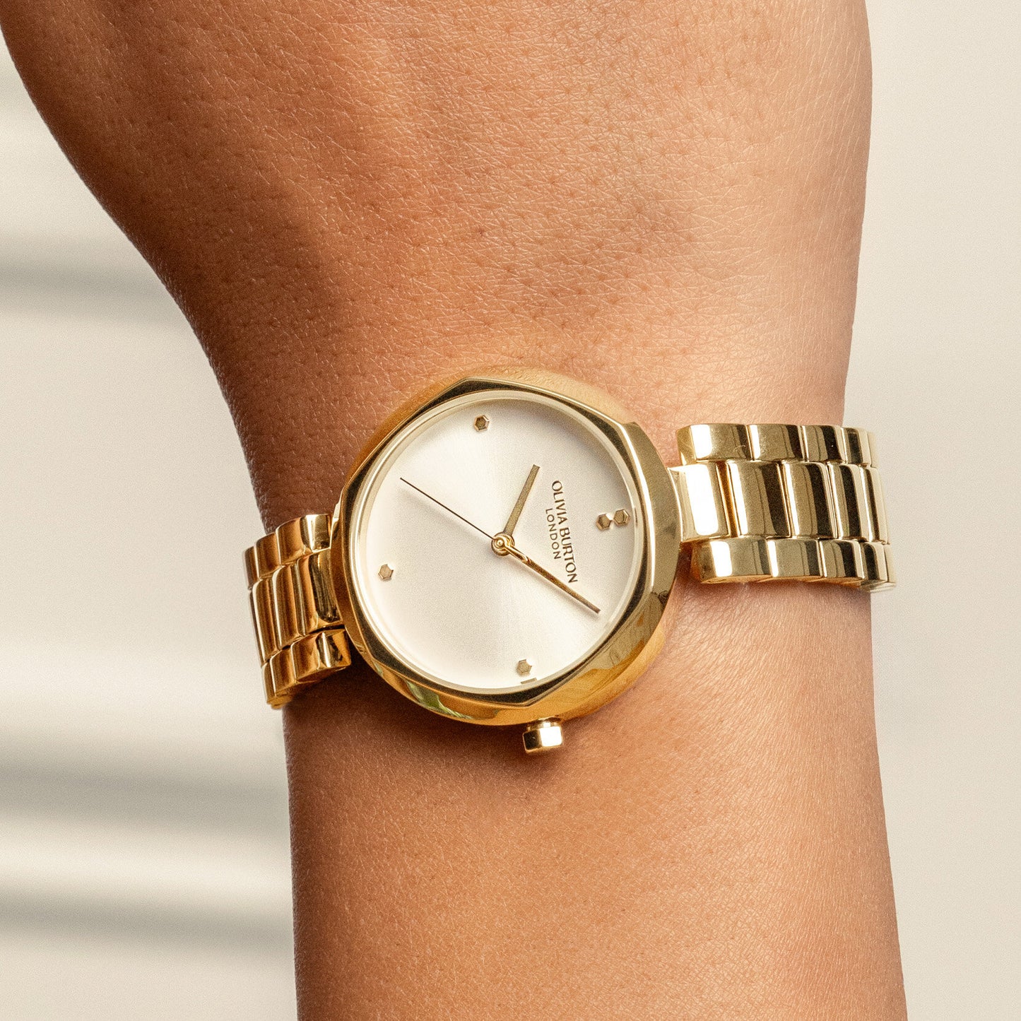 Olivia Burton Classic 32mm Dimension T-Bar Ivory & Gold Bracelet Watch