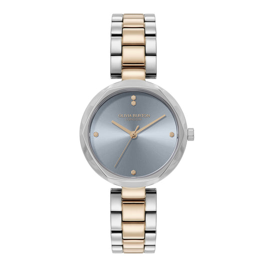 Olivia Burton Classic 32mm Dimension T-Bar Chalk Blue & Two Tone Bracelet Watch
