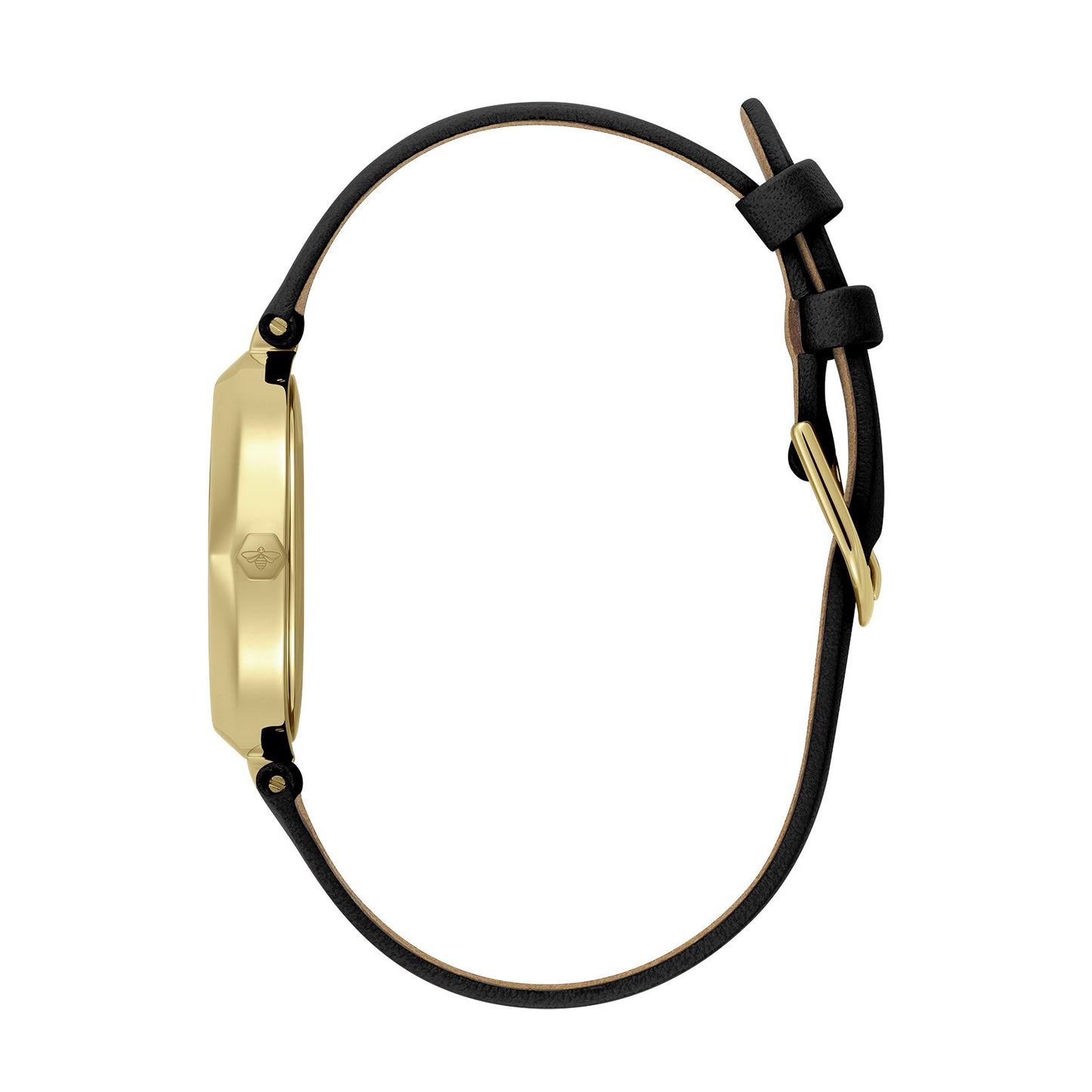 Olivia Burton Classic 32mm Dimension T-Bar Gold & Black Leather Strap Watch
