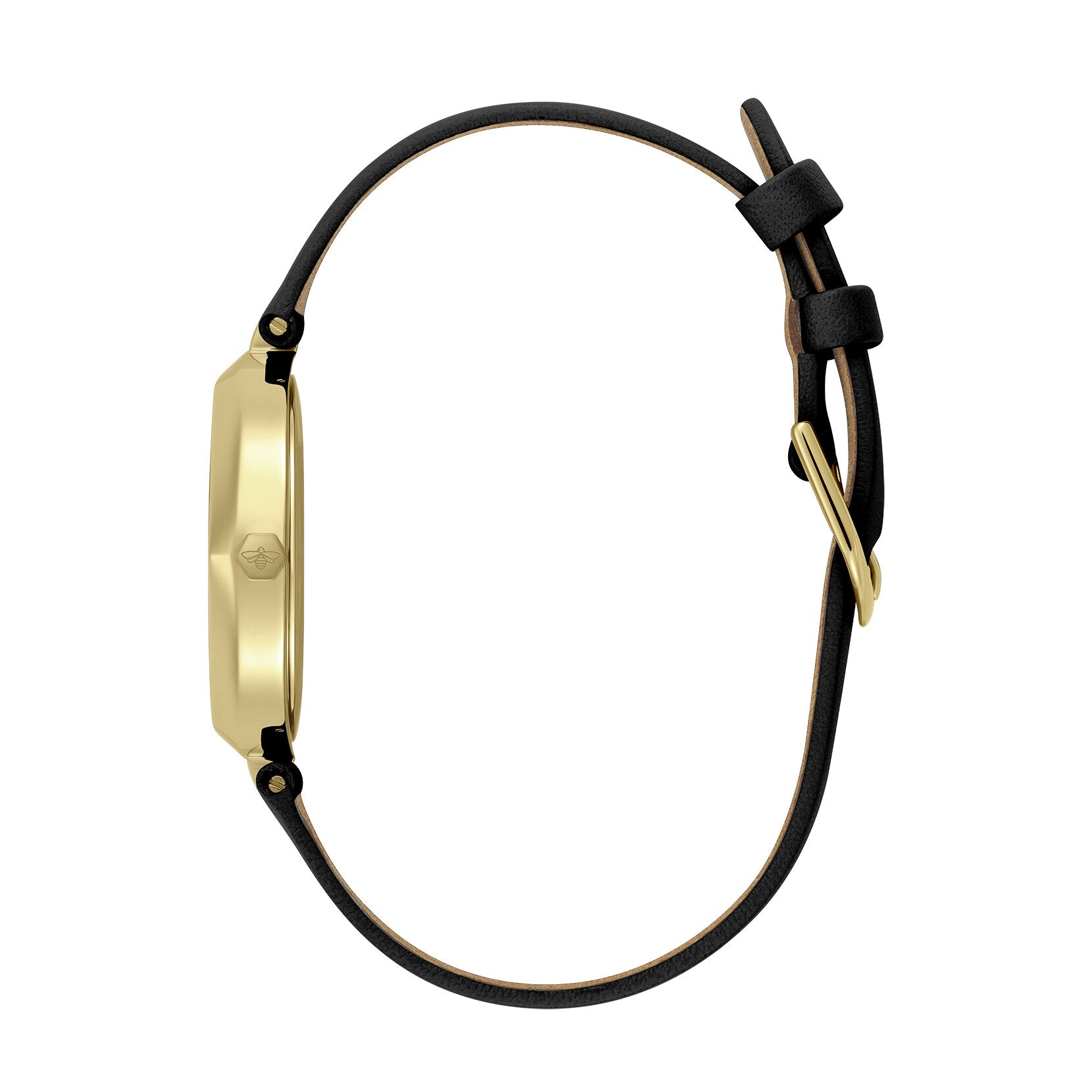 Olivia Burton Classic 32mm Dimension T-Bar Gold & Black Leather Strap Watch