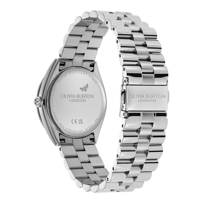 Olivia Burton Sports Luxe 34mm Bejewelled Trench Coat & Silver Bracelet Watch