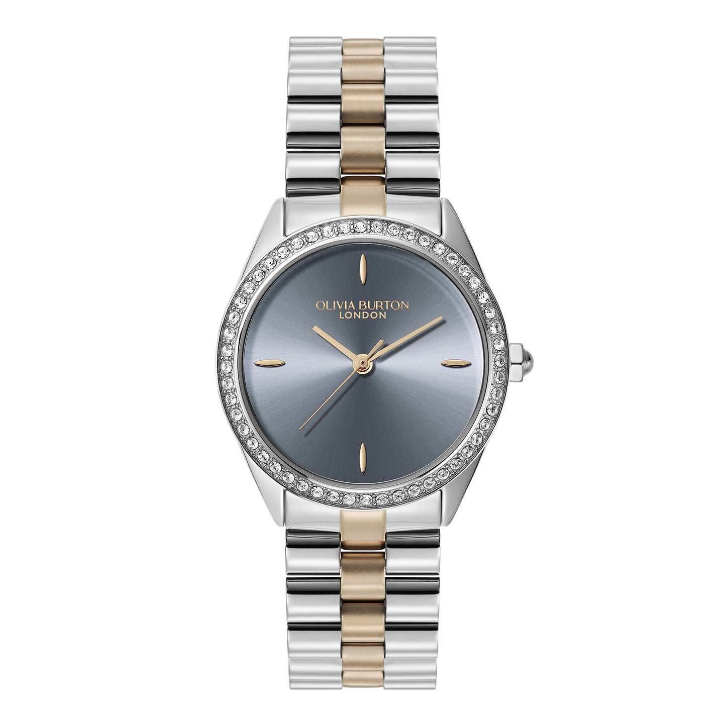 Olivia Burton Sports Luxe 34mm Bejewelled Chalk Blue & Two Tone Bracelet Watch