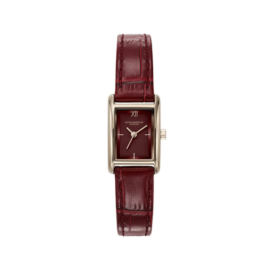 Olivia Burton Classic 16mm Mini Grove Rose Gold & Cherry Croc Leather Strap Watch