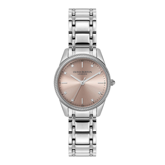 Olivia Burton Sports Luxe 28mm Egerton Blush & Silver Bracelet Watch