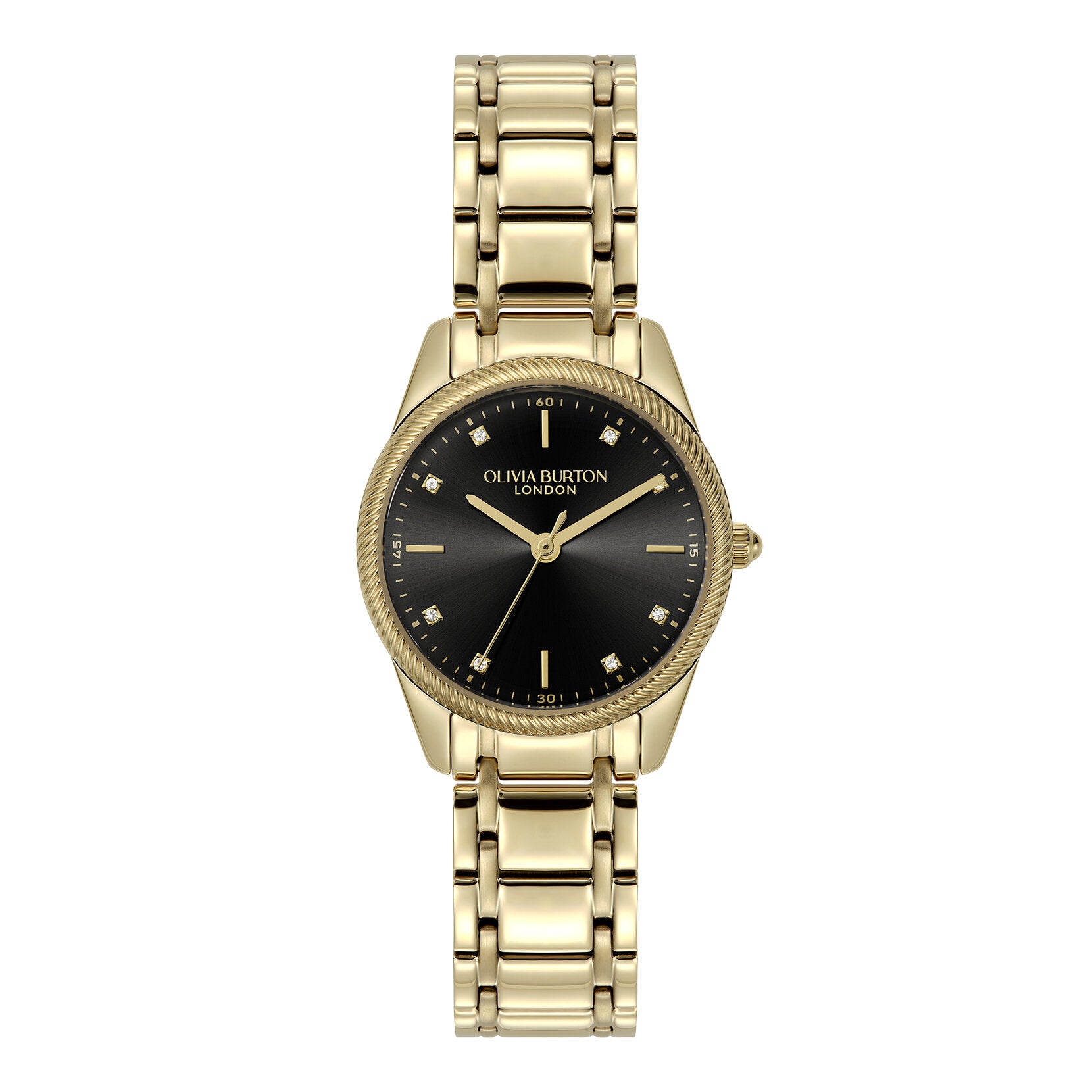 Olivia Burton Sports Luxe 28mm Egerton Black & Gold Bracelet Watch