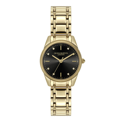Olivia Burton Sports Luxe 28mm Egerton Black & Gold Bracelet Watch