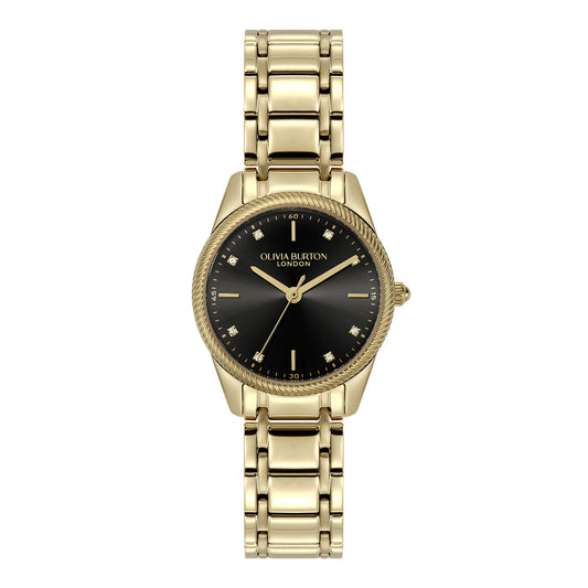 Olivia Burton Sports Luxe 28mm Egerton Black & Gold Bracelet Watch
