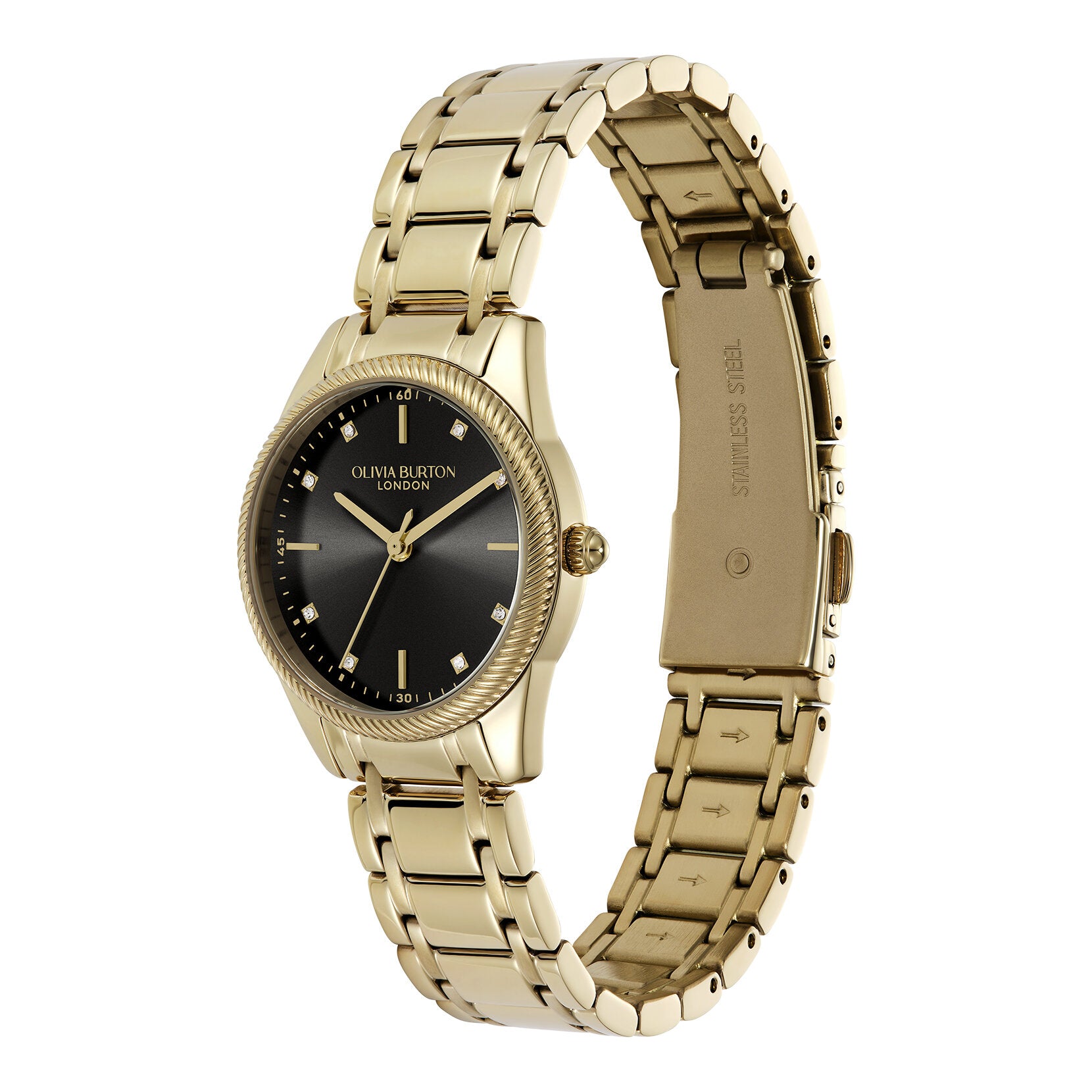 Olivia Burton Sports Luxe 28mm Egerton Black & Gold Bracelet Watch