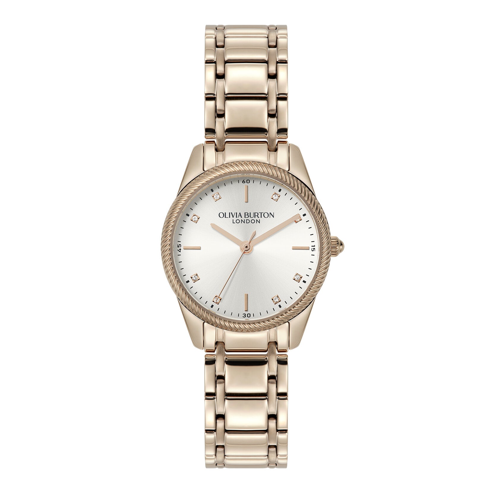 Olivia Burton Sports Luxe 28mm Egerton White & Rose Gold Bracelet Watch