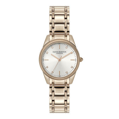 Olivia Burton Sports Luxe 28mm Egerton White & Rose Gold Bracelet Watch