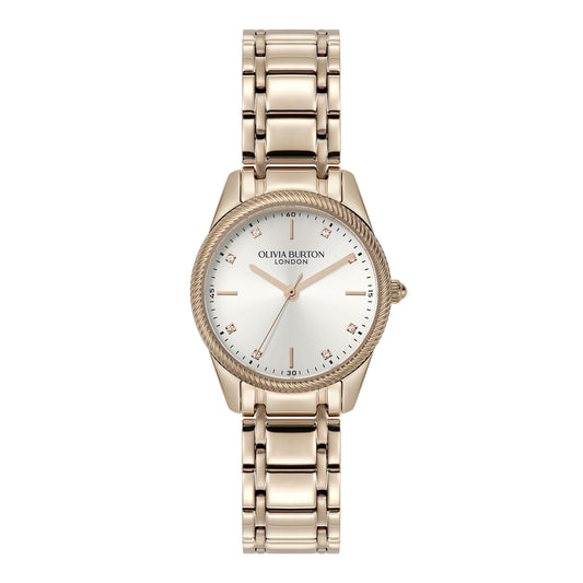 Olivia Burton Sports Luxe 28mm Egerton White & Rose Gold Bracelet Watch