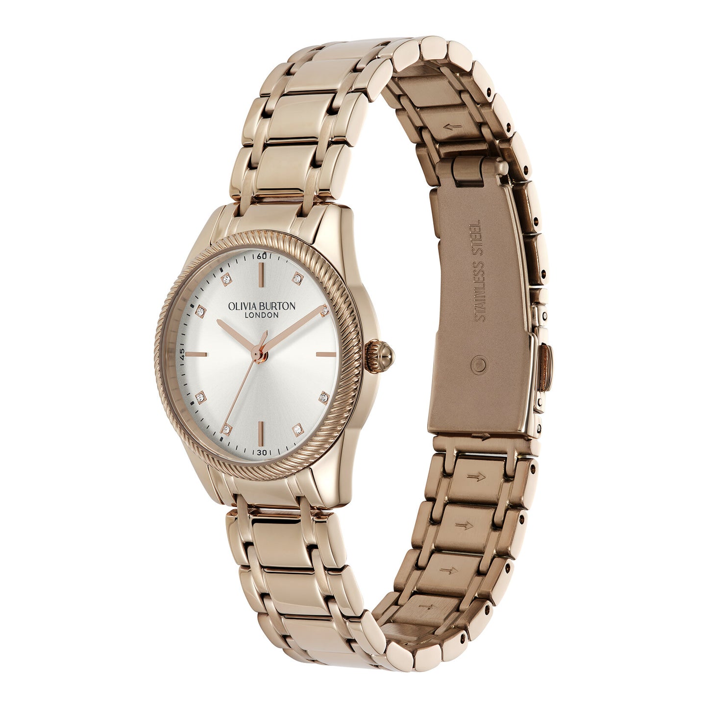 Olivia Burton Sports Luxe 28mm Egerton White & Rose Gold Bracelet Watch