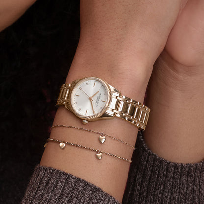 Olivia Burton Sports Luxe 28mm Egerton White & Rose Gold Bracelet Watch