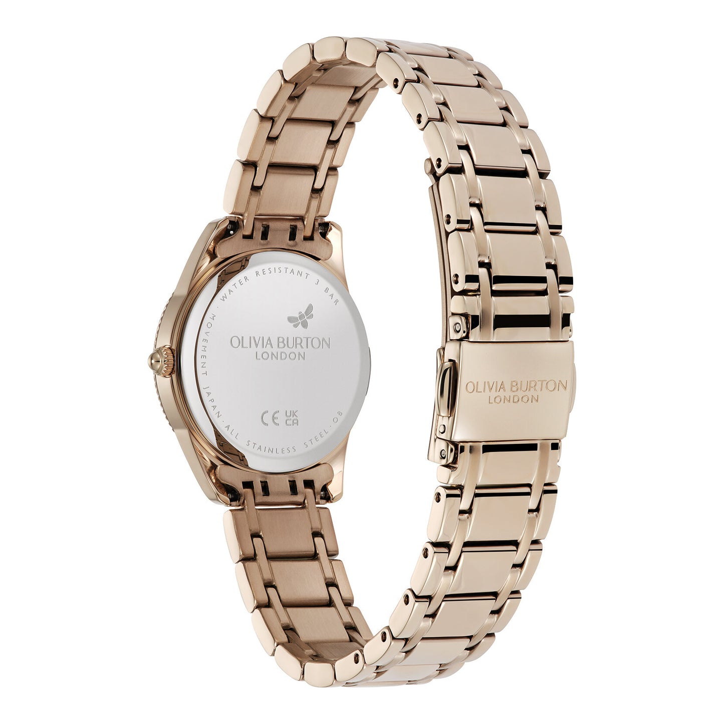 Olivia Burton Sports Luxe 28mm Egerton White & Rose Gold Bracelet Watch