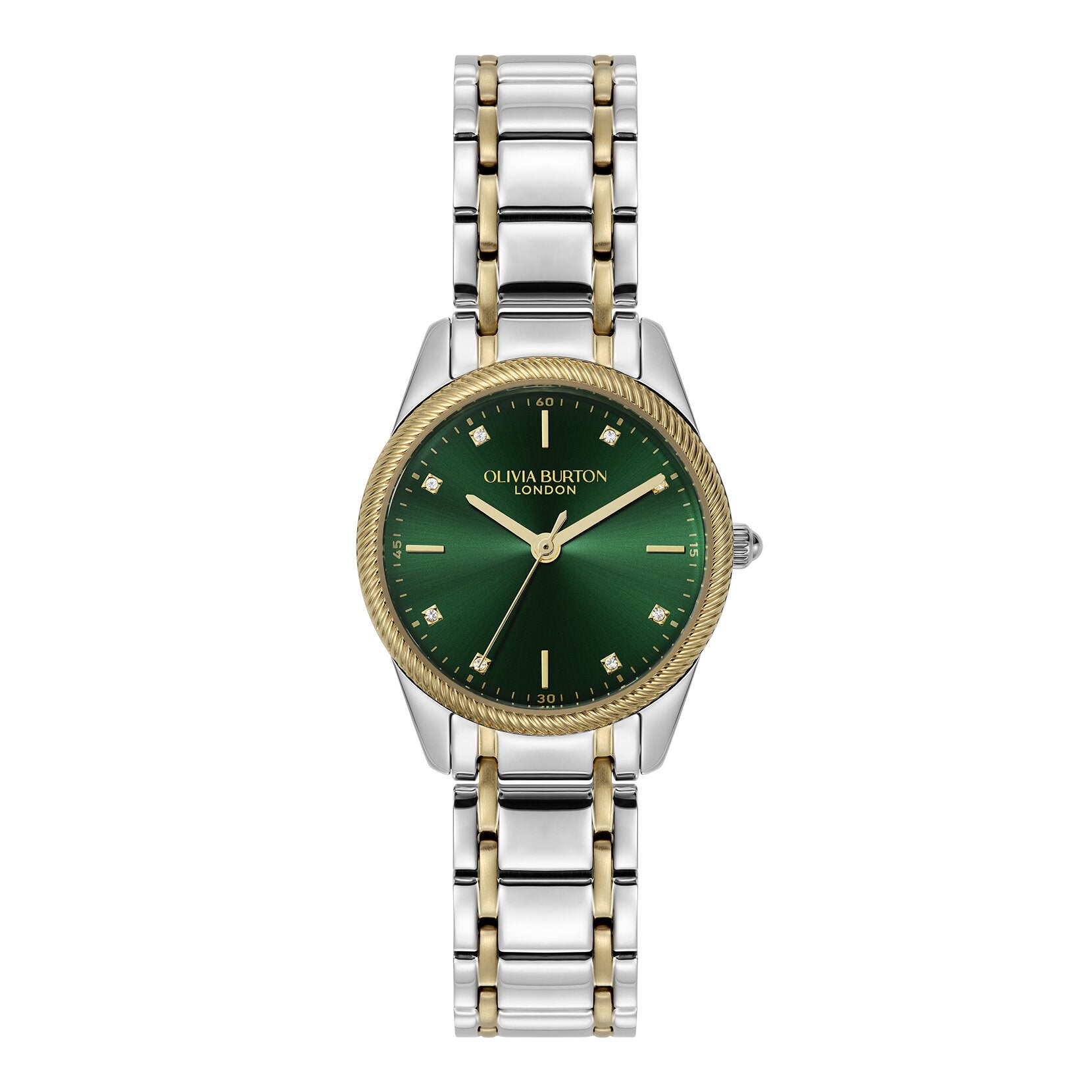 Olivia Burton Sports Luxe 28mm Egerton Forest Green & Two Tone Bracelet Watch