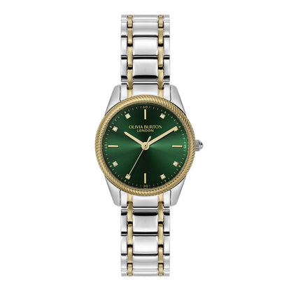 Olivia Burton Sports Luxe 28mm Egerton Forest Green & Two Tone Bracelet Watch