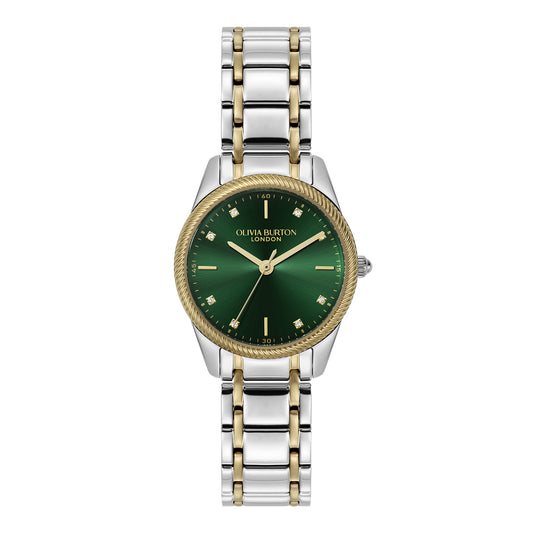 Olivia Burton Sports Luxe 28mm Egerton Forest Green & Two Tone Bracelet Watch