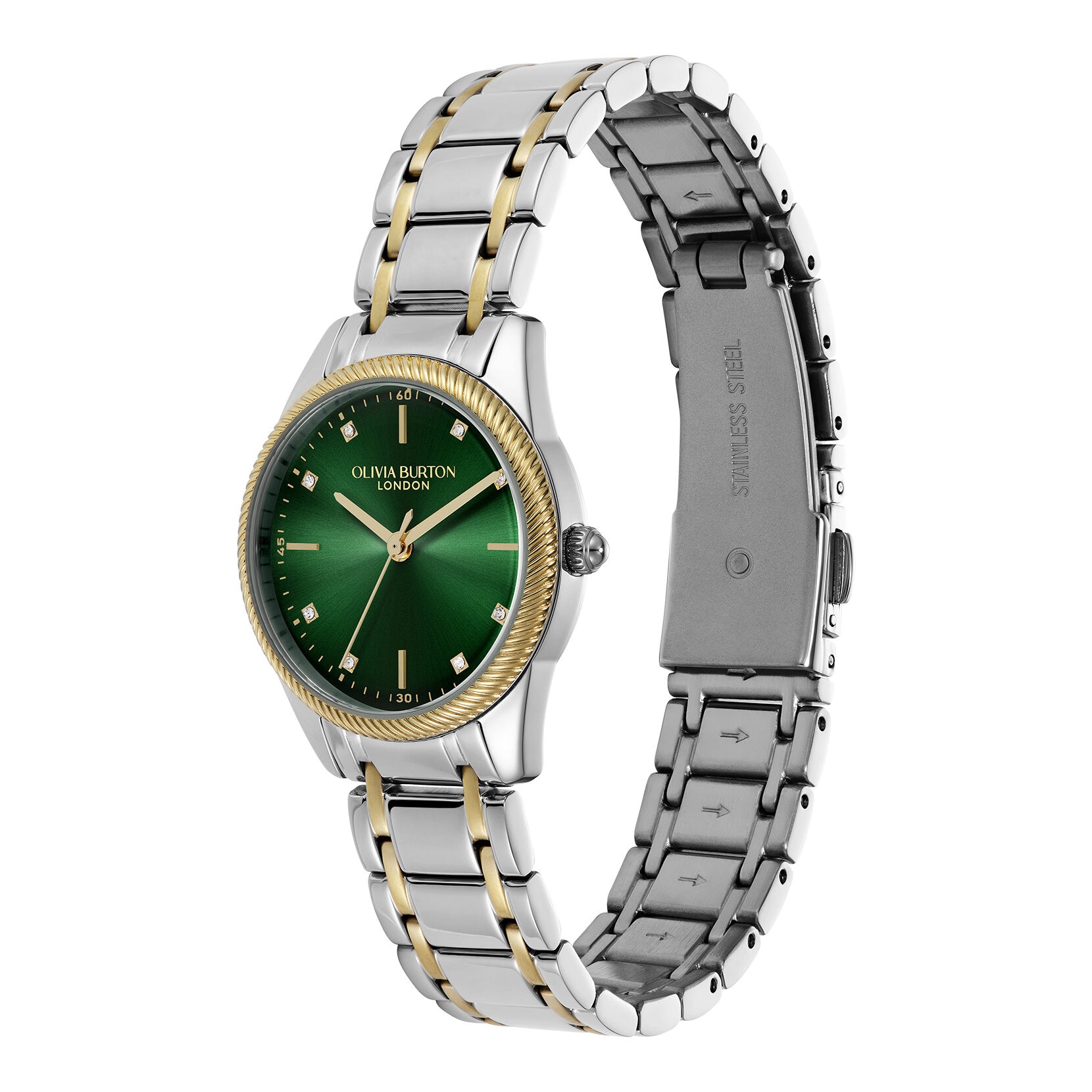 Olivia Burton Sports Luxe 28mm Egerton Forest Green & Two Tone Bracelet Watch