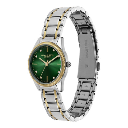 Olivia Burton Sports Luxe 28mm Egerton Forest Green & Two Tone Bracelet Watch