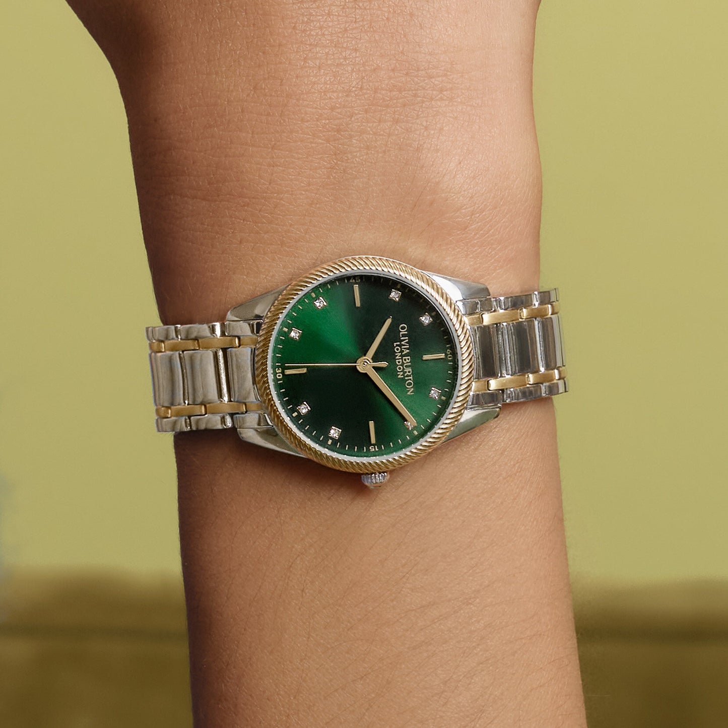 Olivia Burton Sports Luxe 28mm Egerton Forest Green & Two Tone Bracelet Watch