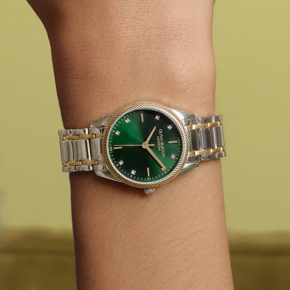 Olivia Burton Sports Luxe 28mm Egerton Forest Green & Two Tone Bracelet Watch