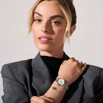 Olivia Burton Signature 28mm Bee Ultra Slim Silver Mesh Watch & Minima Bee Bracelet Gift Set