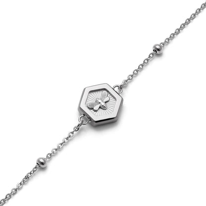 Olivia Burton Signature 28mm Bee Ultra Slim Silver Mesh Watch & Minima Bee Bracelet Gift Set