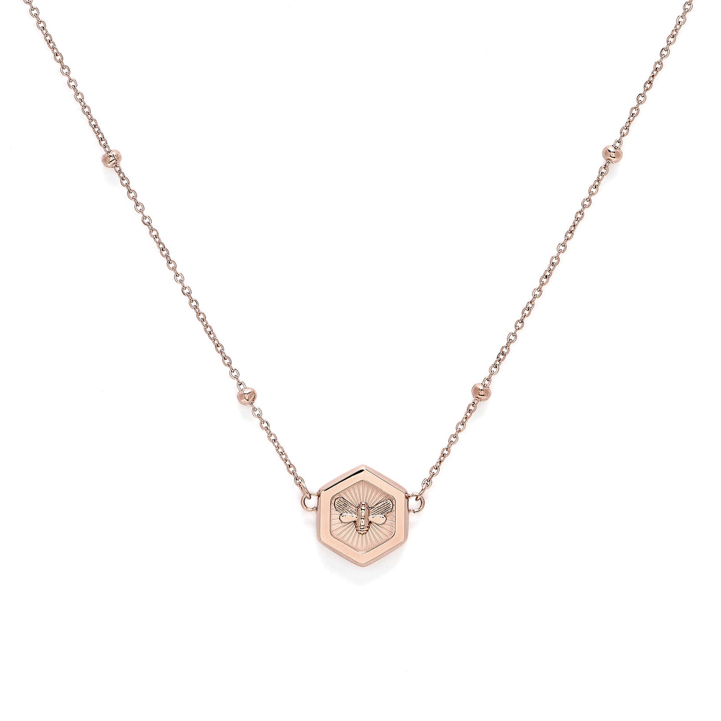 Olivia Burton Signature Minima Bee Carnation Gold Pendant Necklace