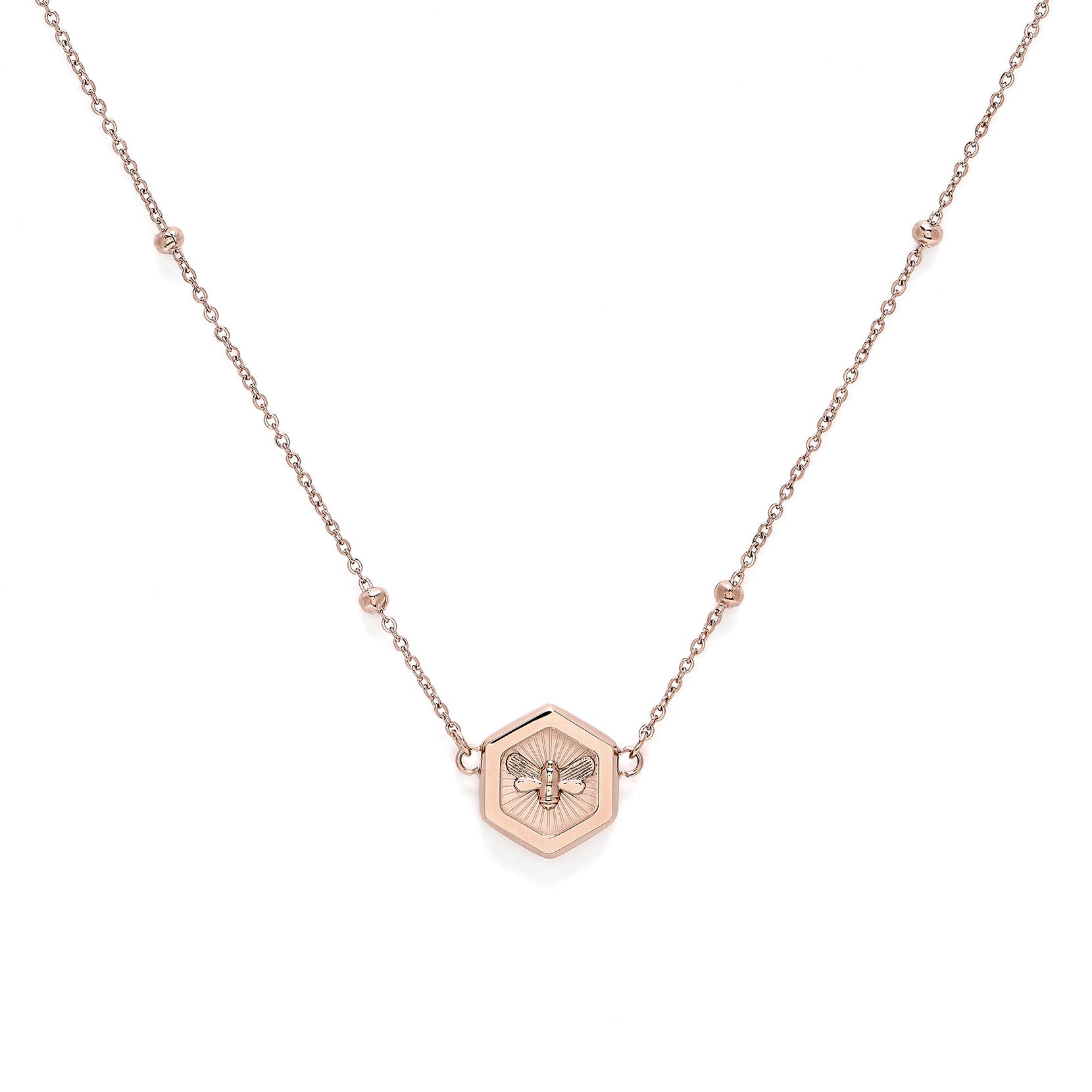 Olivia Burton Signature Minima Bee Carnation Gold Pendant Necklace