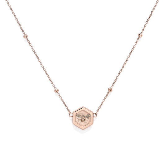Olivia Burton Signature Minima Bee Carnation Gold Pendant Necklace